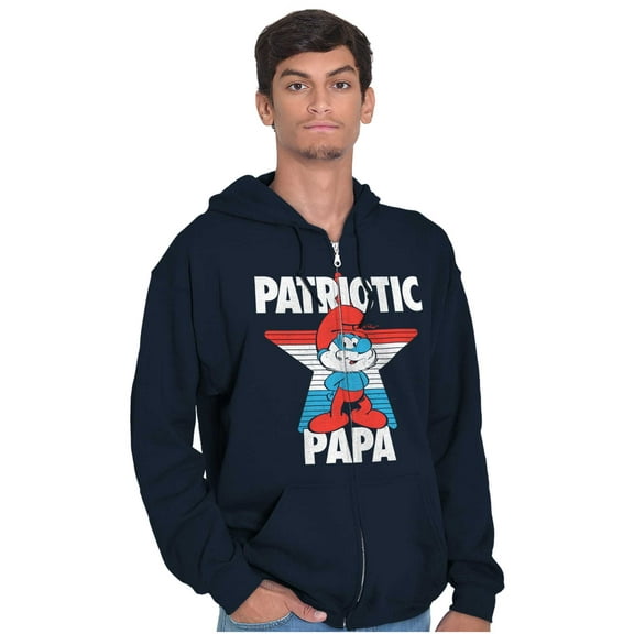 USA American Patriotic Papa Smurf Men Big & Tall Zip Hoodie Brisco Brands 4X