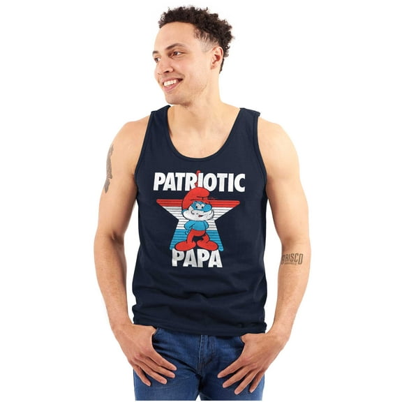 USA American Patriotic Papa Smurf Tank Top Sleeveless Tee Men Brisco Brands X