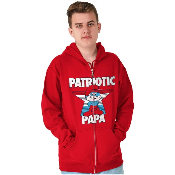 USA American Patriotic Papa Smurf Zip Hoodie Sweatshirt Men Brisco Brands M