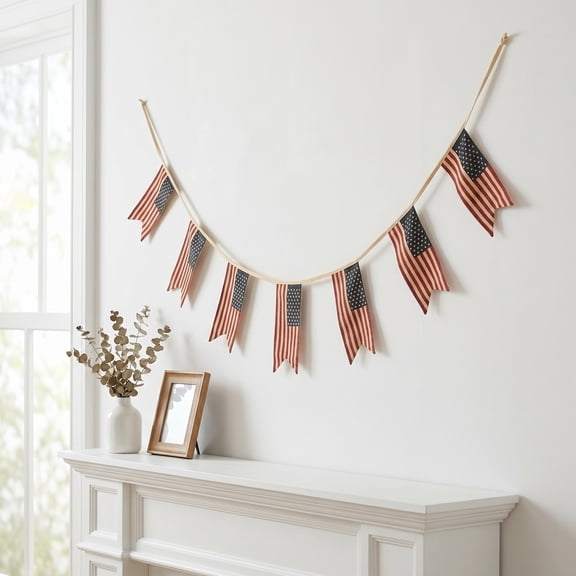 USA American String Banner Flag,6 ft 20 Mini Flags String, 4 x 11.8 Inch String Flag Banner, Indoor and Outdoor Party Decorations.