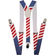 Coool Womens Adjustable Elastic Suspenders, USA American Flag