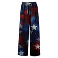 thumbnail image 1 of USA Anniversary 250 Womens Workout Pants Patriotic Star USA Flag Print Elastic High Waist Trousers Slit Baggy Wide Leg Relaxed Fit Soft Lounge Pants, #01 Royal Blue, S, 1 of 6
