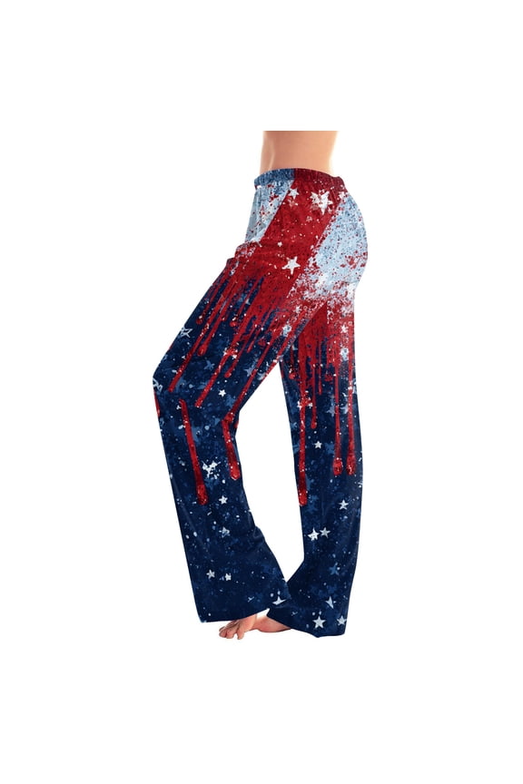 USA Anniversary 250 Womens Workout Pants Patriotic USA Flag Print Elastic High Waist Lounge Pants Wide Leg Classic Fit Comfy Breathable Trousers, #01 Wine, S