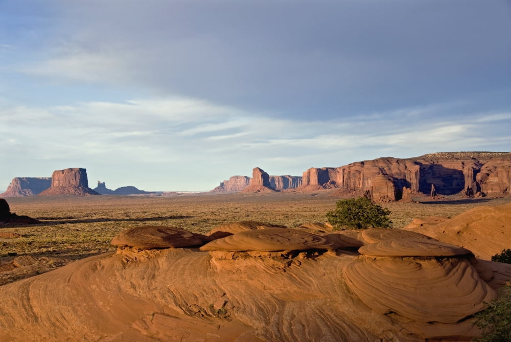 USA Arizona Monument Valley Navajo Tribal Park Mystery Valley Pancake Rocks Canvas Art - Richard Maschmeyer Design Pics (36 x 24)