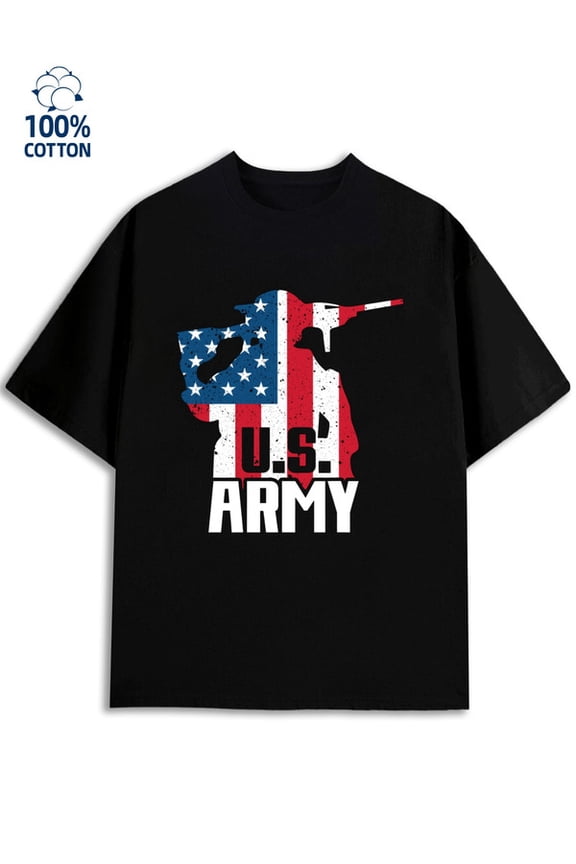 USA Army Tee for men flag 180G 100% Cotton black funny bang Funny Unisex Shirt Graphic Tee tshirts Fashion Unisex Shirt Graphic Tee tshirts Funny Unisex Shirt Crewneck tshirts