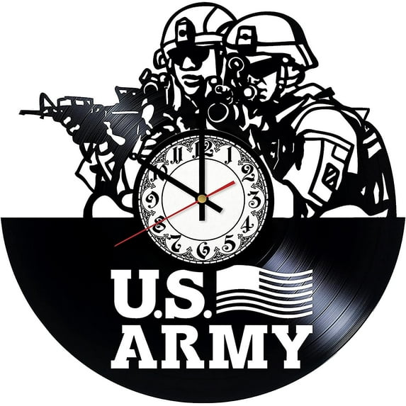 USA Army Vintage Black Vinyl Record Wall Clock Wall Art 3D Modern Design Office Bar Room Home Decor Gift