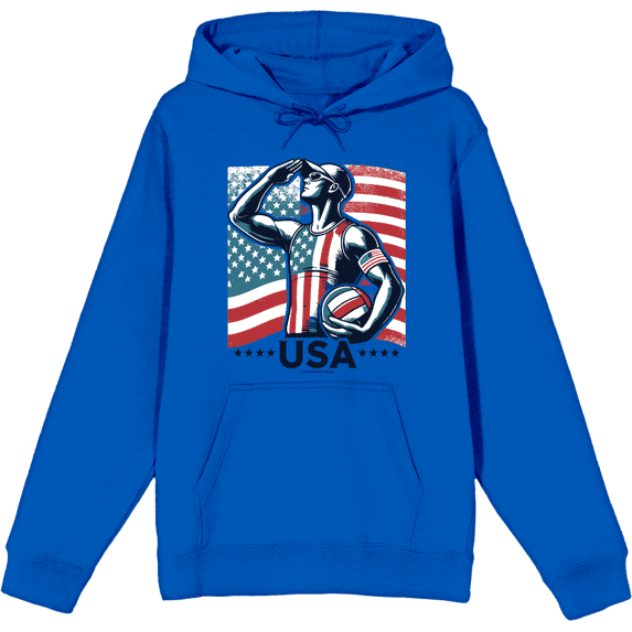 USA Athlete Adult Blue Long Sleeve Hoodie-Small