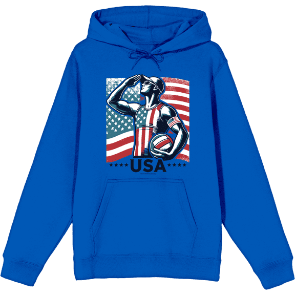 USA Athlete Adult Blue Long Sleeve Hoodie-XL