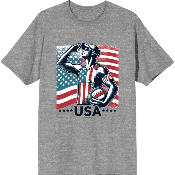 USA Athlete Adult Heather Gray Crew Neck Short Sleeve Tee-XXL