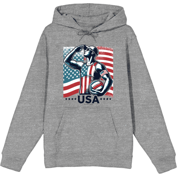 USA Athlete Adult Heather Gray Long Sleeve Hoodie-Medium