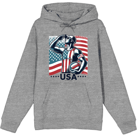 USA Athlete Adult Heather Gray Long Sleeve Hoodie-XL