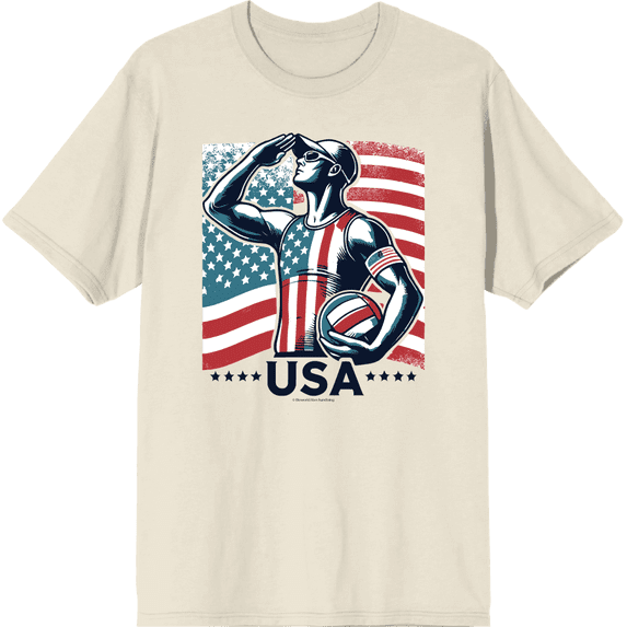 USA Athlete Adult Natural Crew Neck Short Sleeve Tee-Large