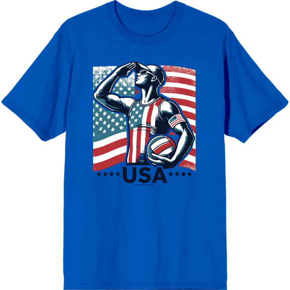 USA Athlete Adult Royal Blue Crew Neck Short Sleeve Tee-Medium