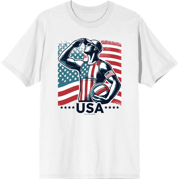 USA Athlete Adult White Crew Neck Short Sleeve Tee-Small