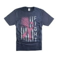 thumbnail image 1 of USA Awareness Flag T-Shirt USA Cancer Awareness Flag Tee Pink Ribbon T-Shirt Fight T-Shirt (Medium Navy Blue), 1 of 6