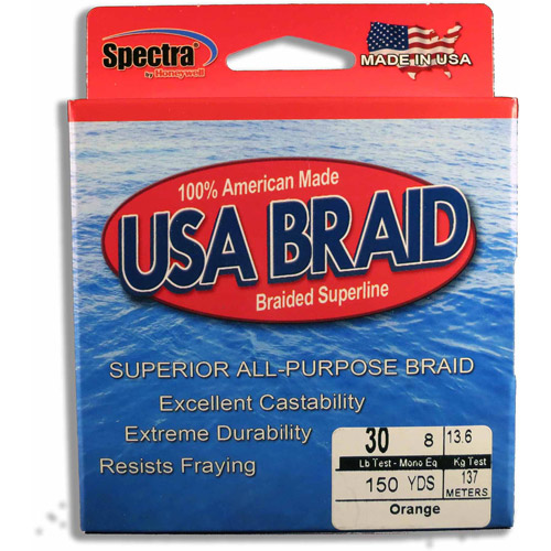 USA BRAID 30lb Braided Superline, 150yds, Orange