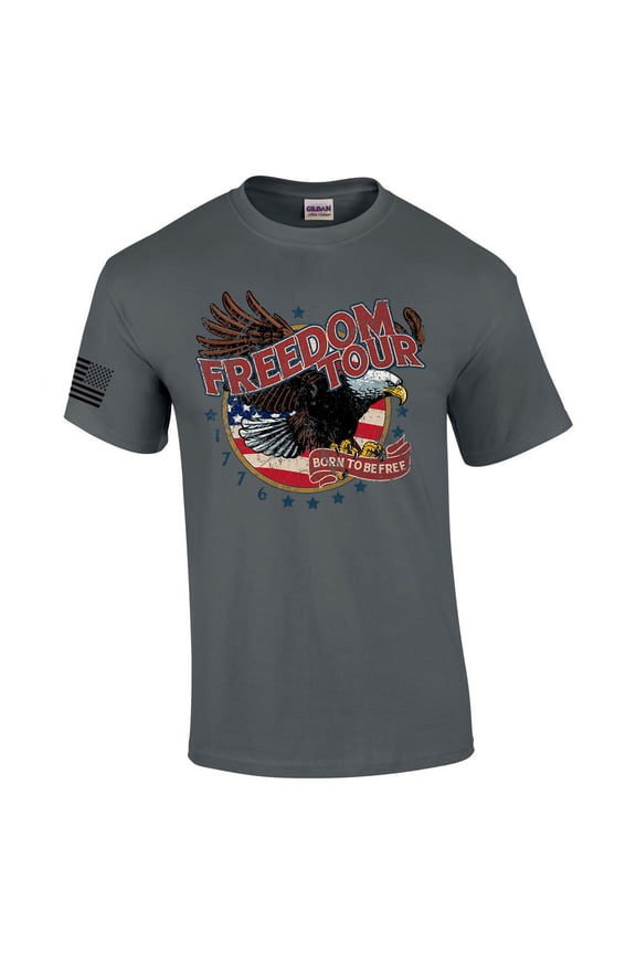 USA Bald Eagle Freedom Tour American Flag Tee Fourth of July Independence Day Short Sleeve T-shirt Graphic Tee Graphic Tee-Charcoal-xxl
