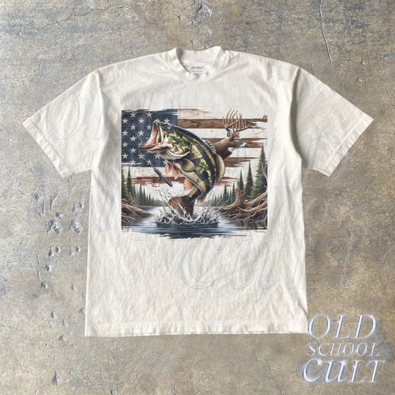 USA Bass Deer 90s T Shirt, Retro Bass Lovers Deer Hunter Wildlife Shirt ...