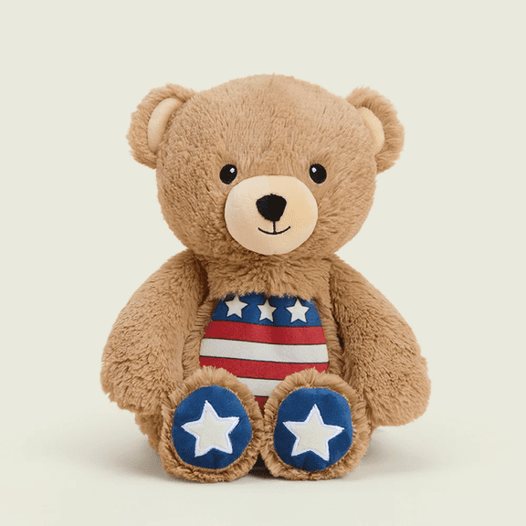 Warmies 13" USA Bear Stuffed Animal, Microwavable Heated Plushie and Weighted Soft Plush Toys