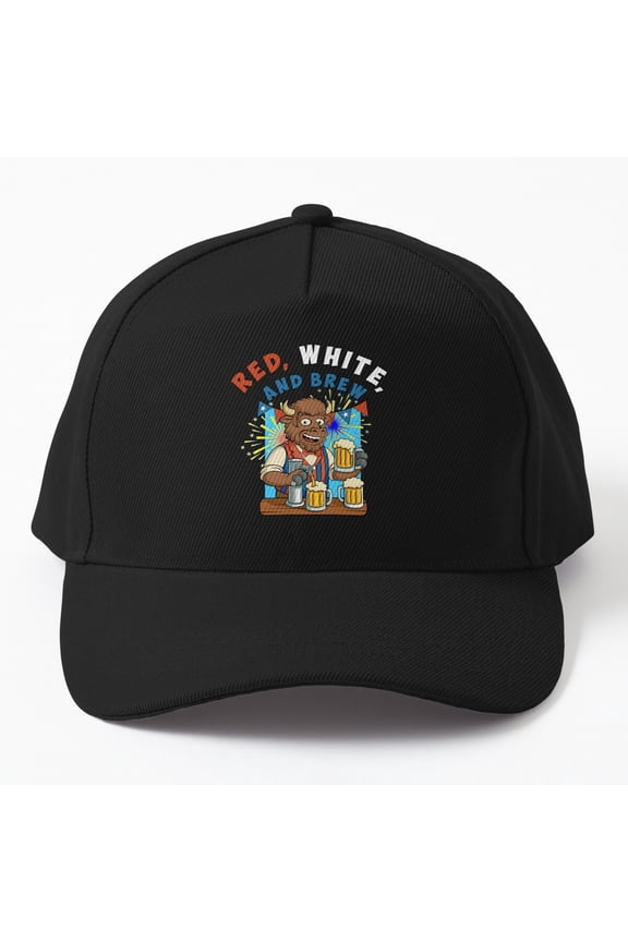 USA Bison Bartender Baseball Cap, Independence Day Animal Character Design, Classic Hat
