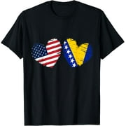 USA Bosnia and Herzegovina Flag Heart Bosnian American T-Shirt