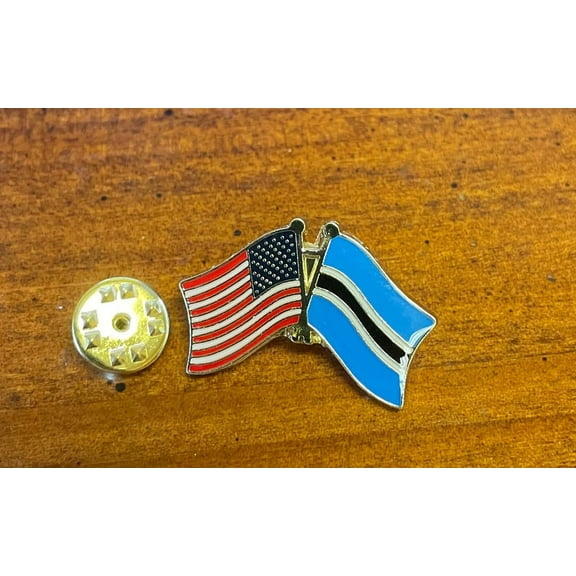 USA & Botswana  country flag friendship pin hand stamped and baked finished cloisonn pin