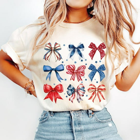 USA Bow T-shirt, Coquette America Bow T-shirt For July 4th, Memorial Day T-shirt, USA T-shirt, Patriotic Bow T-shirt, Election T-shirt.