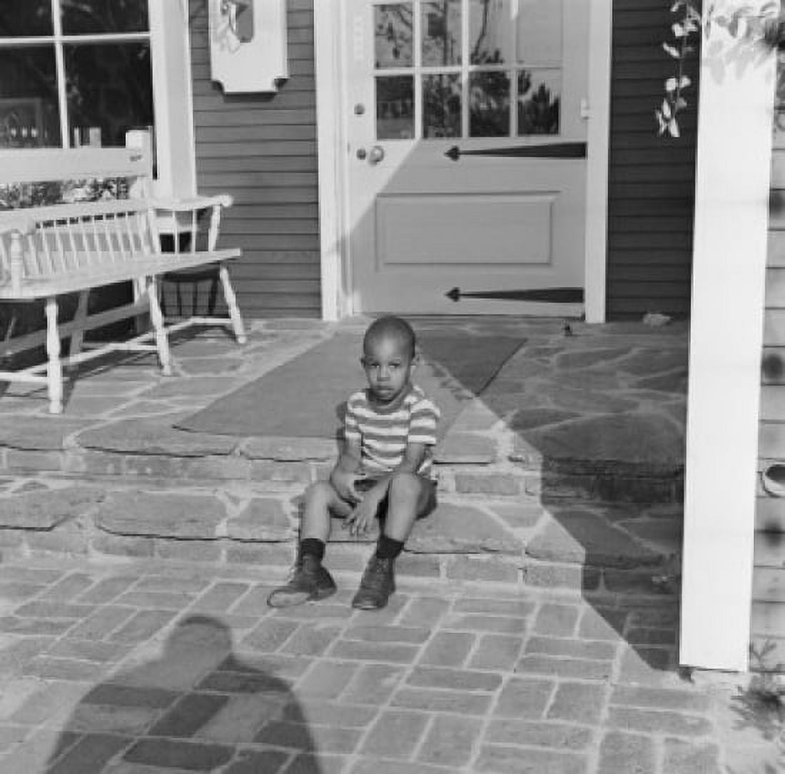 USA Boy sitting on porch Canvas Art - (24 x 36)