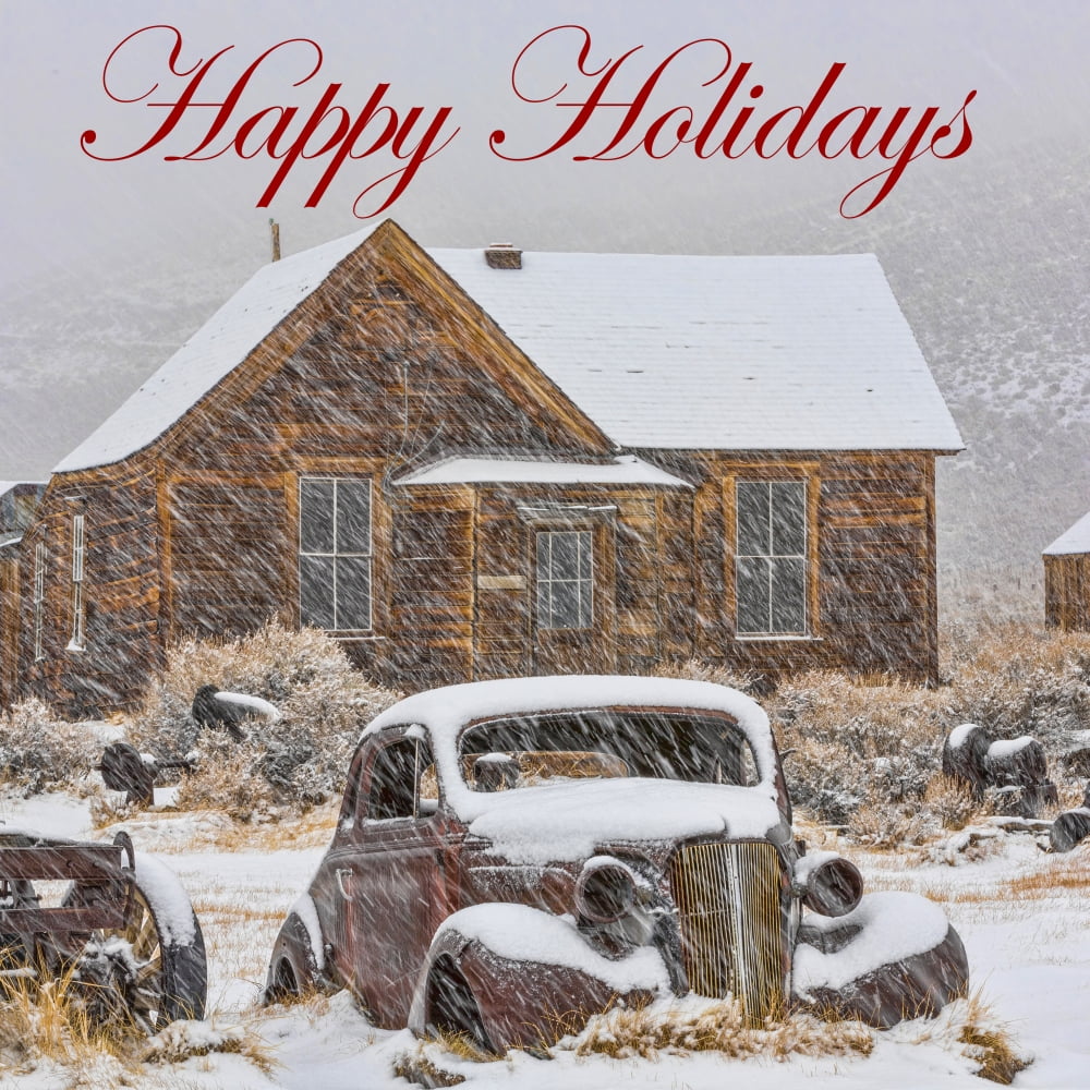 USA California Bodie Abandoned car and building in snowfall Credit as Don Paulson Jaynes Gallery DanitaDelimontcom Canvas Art - Jaynes Gallery Danita Delimont (24 x 24)