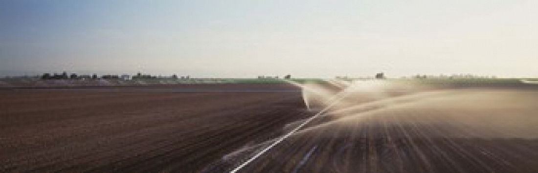 USA California Central Valley Irrigation in the field Canvas Art - Panoramic Images (18 x 6)