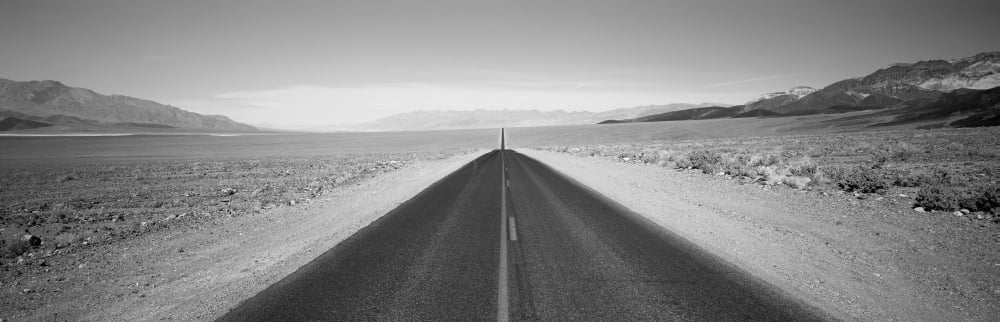 USA California Death Valley Empty highway in the valley Canvas Art - Panoramic Images (12 x 36)