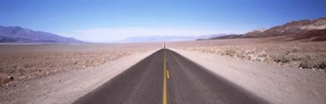 USA California Death Valley Empty highway in the valley Canvas Art - Panoramic Images (18 x 6)