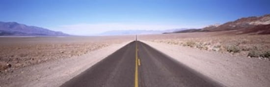 USA California Death Valley Empty highway in the valley Canvas Art - Panoramic Images (36 x 12)