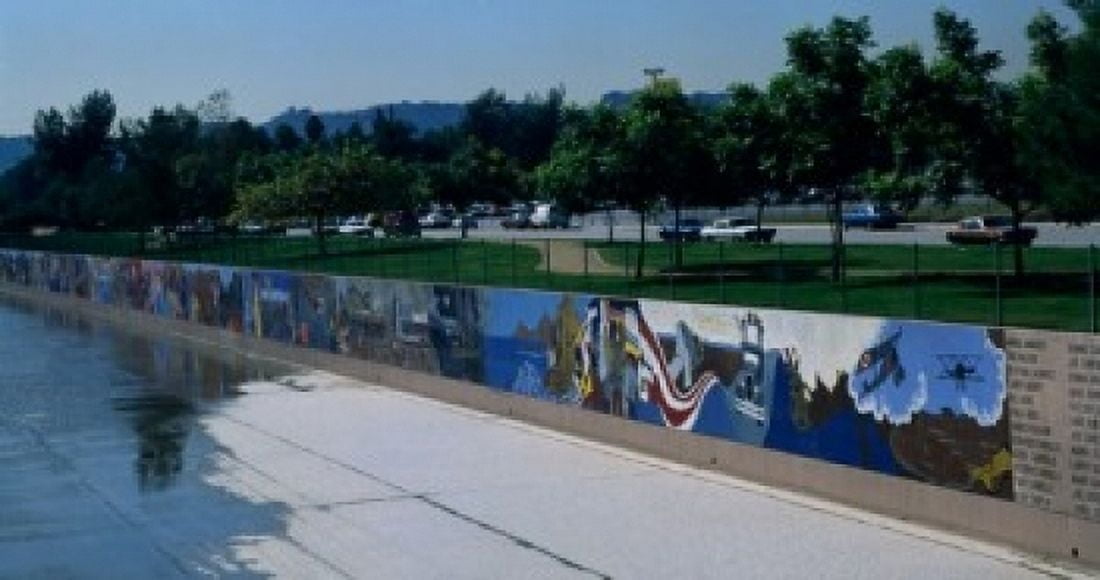 USA California Great Wall of Los Angeles Mural #32 - Long View of Project by Judith Francisca Baca b 1946 American Canvas Art - Judith Francisca Baca (24 x 36)