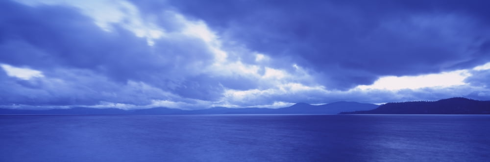 USA California Lake Tahoe Storm cloud over a lake Canvas Art - Panoramic Images (36 x 12)