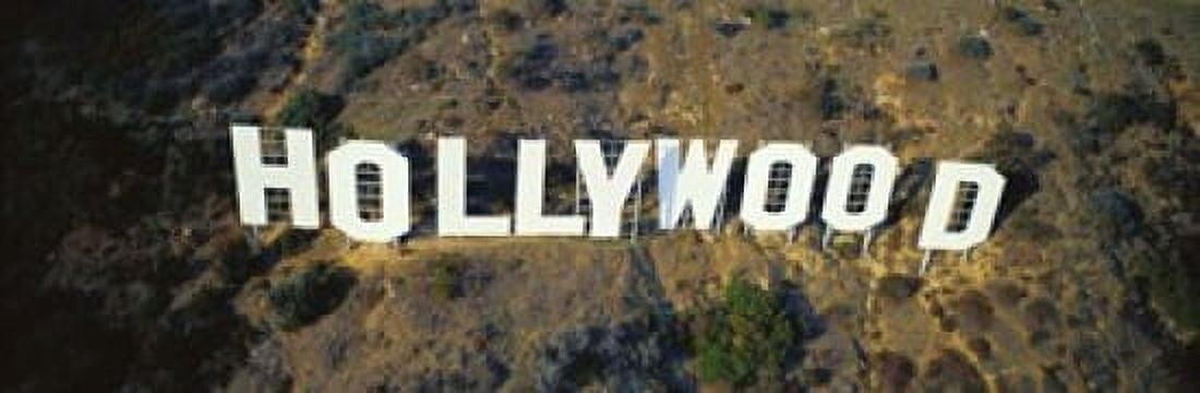 USA California Los Angeles Aerial view of Hollywood Sign at Hollywood Hills Canvas Art - Panoramic Images (18 x 6)
