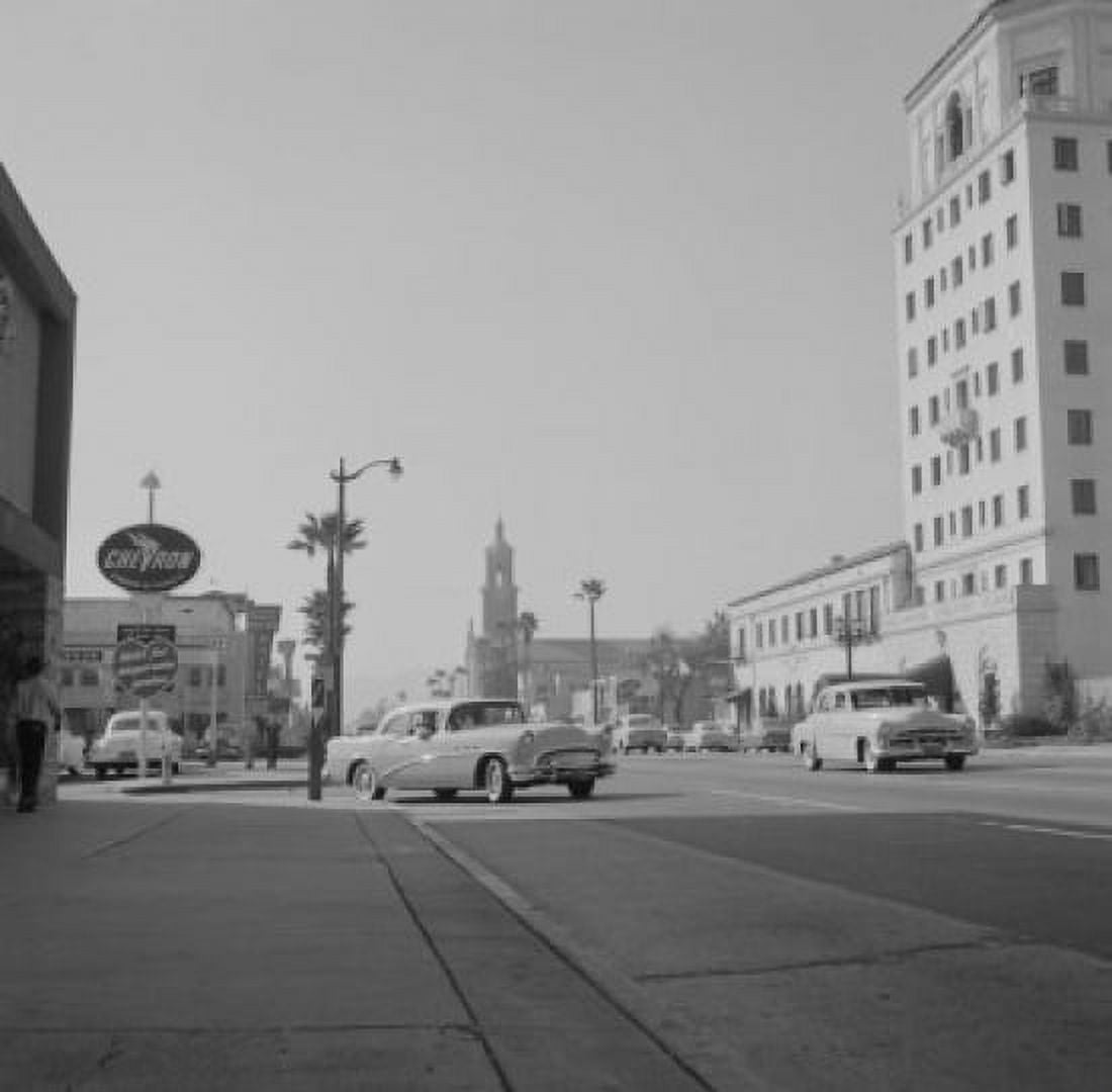 USA California Los Angeles Hollywood view of Sunset Boulevard showing Hollywood athletic club Canvas Art - (18 x 24)