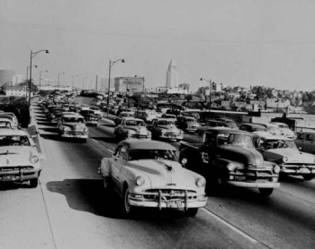 USA California Los Angeles Traffic on Hollywood Freeway Canvas Art -  (18 x 24)