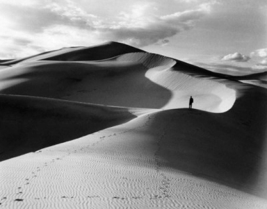 USA California Person on sand dunes in desert Canvas Art - (18 x 24)