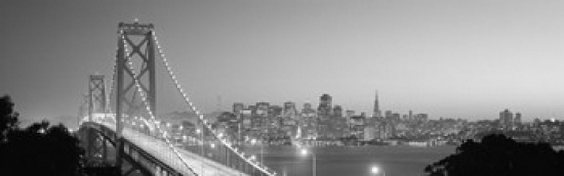USA California San Francisco Bay Bridge night Canvas Art - Panoramic Images (18 x 6)