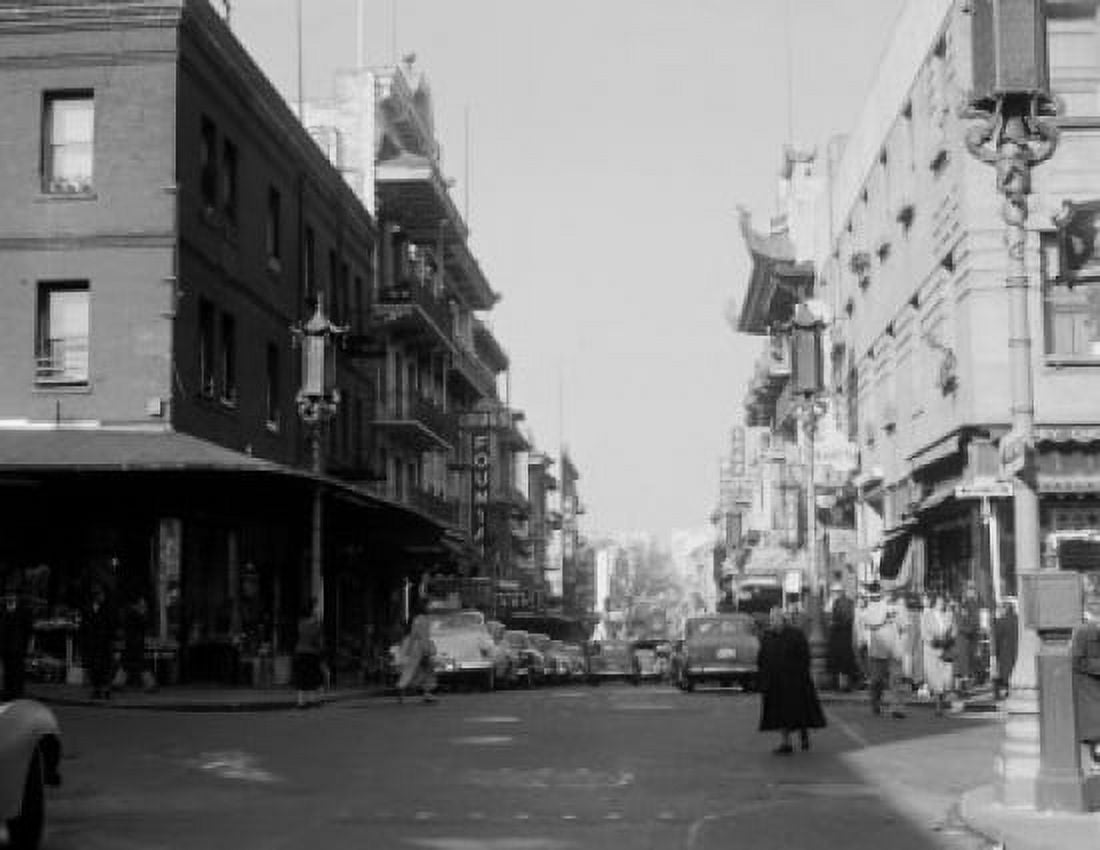 USA California San Francisco Chinatown Street scene from January 1951 Canvas Art - (18 x 24)