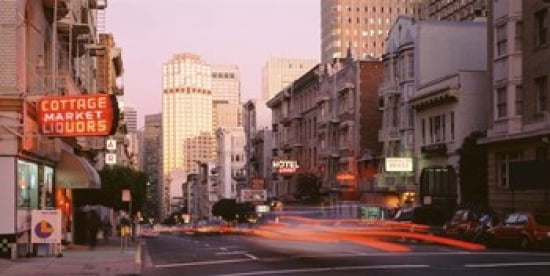 USA California San Francisco Evening Traffic Canvas Art - Panoramic Images (24 x 12)