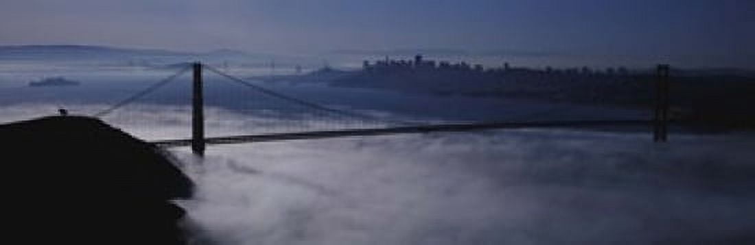 USA California San Francisco Fog over Golden Gate Bridge Canvas Art - Panoramic Images (18 x 6)