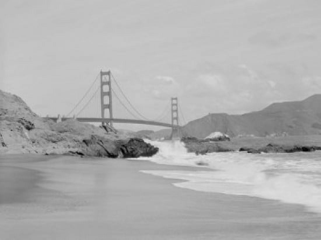 USA California San Francisco Golden Gate Bridge Wave splashing in foreground Canvas Art - (18 x 24)