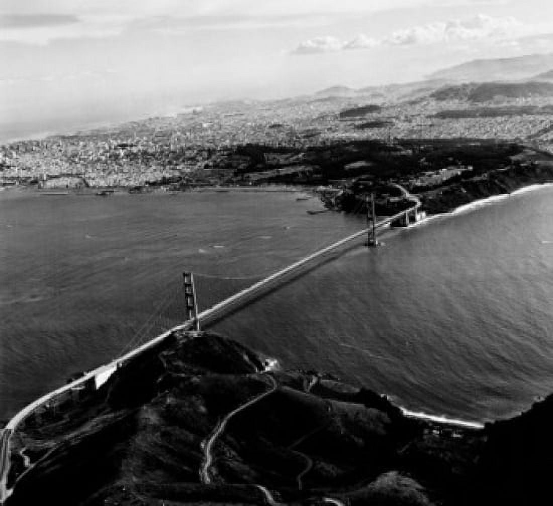 USA California San Francisco Golden Gate Bridge aerial view Canvas Art - (24 x 36)