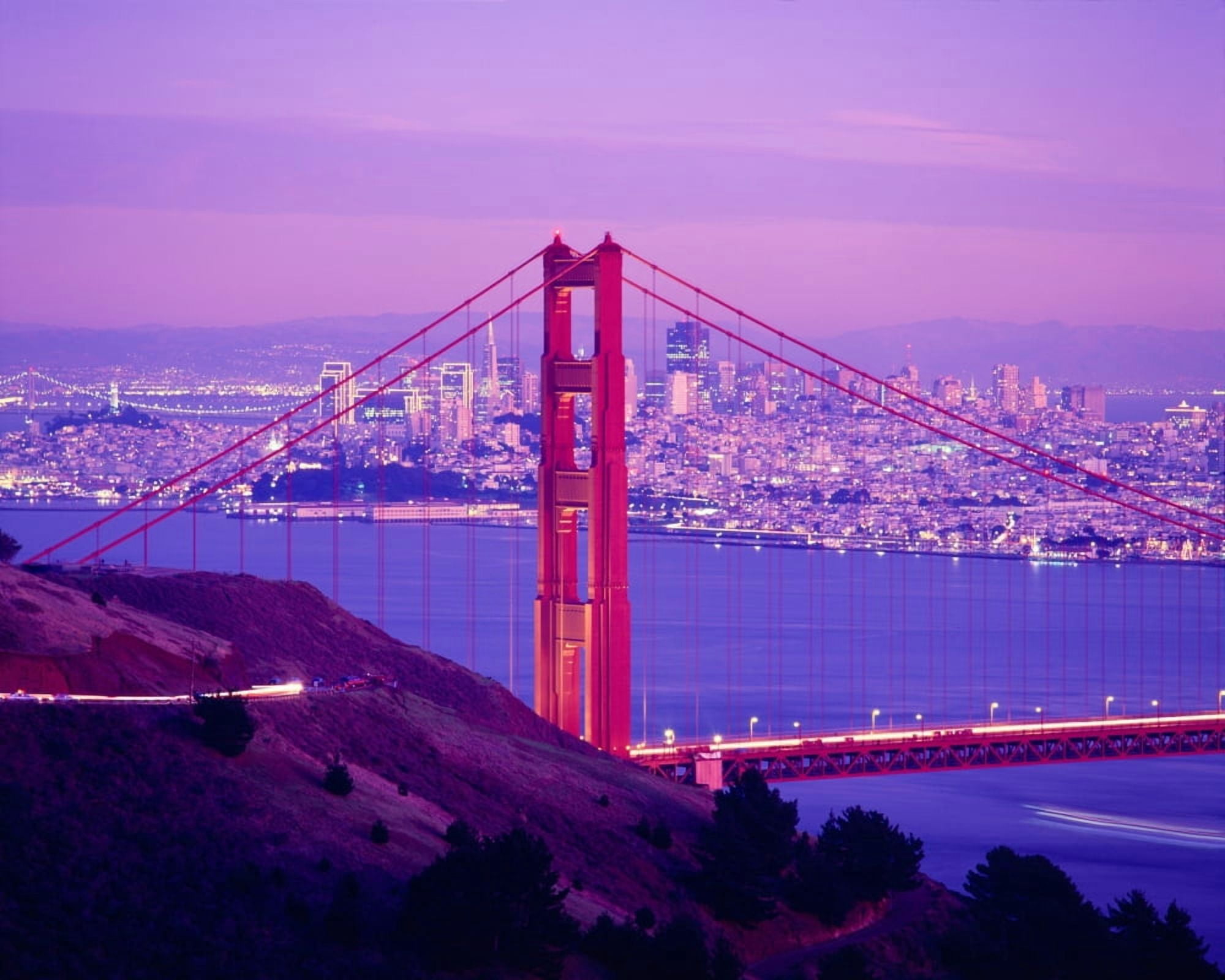 USA California San Francisco High angle view of Golden Gate Bridge and the city Canvas Art - Panoramic Images (29 x 36)