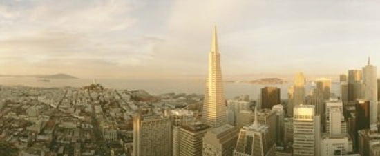 USA California San Francisco Skyline with Transamerica Building Canvas Art - Panoramic Images (30 x 13)