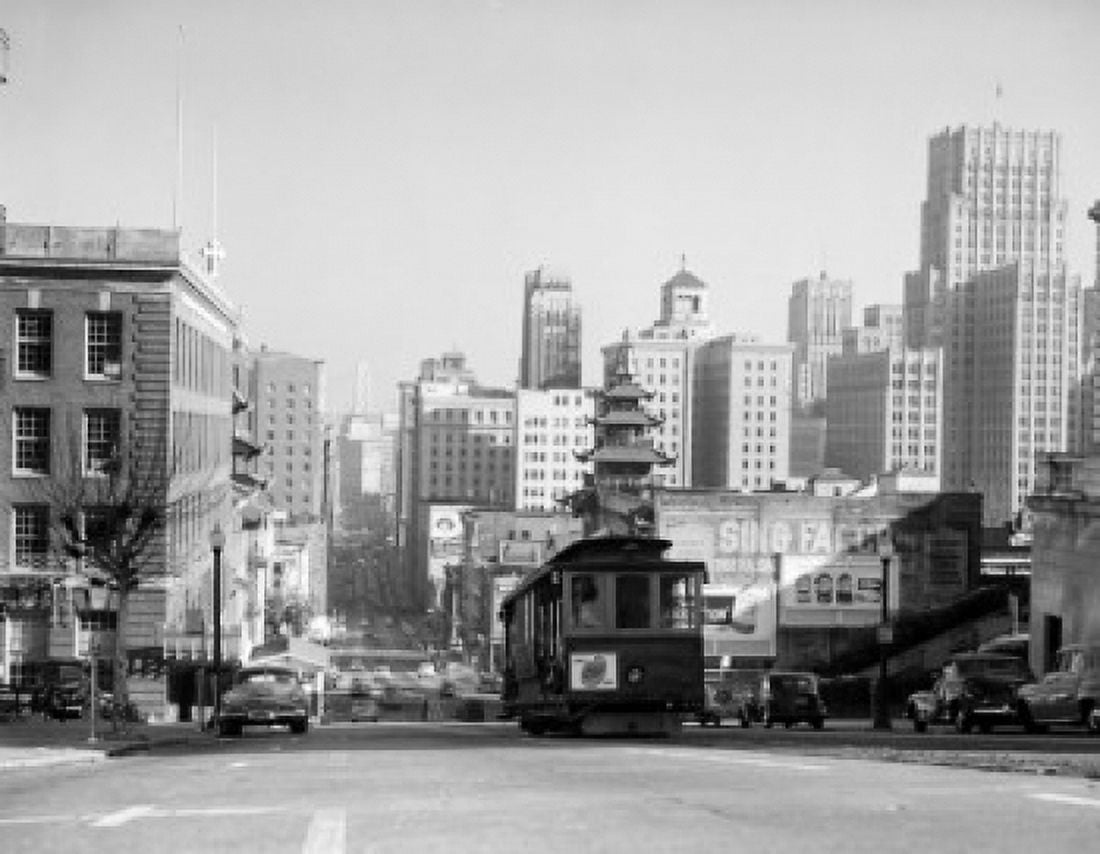 USA California San Francisco Traffic with cable car Canvas Art - (24 x 36)