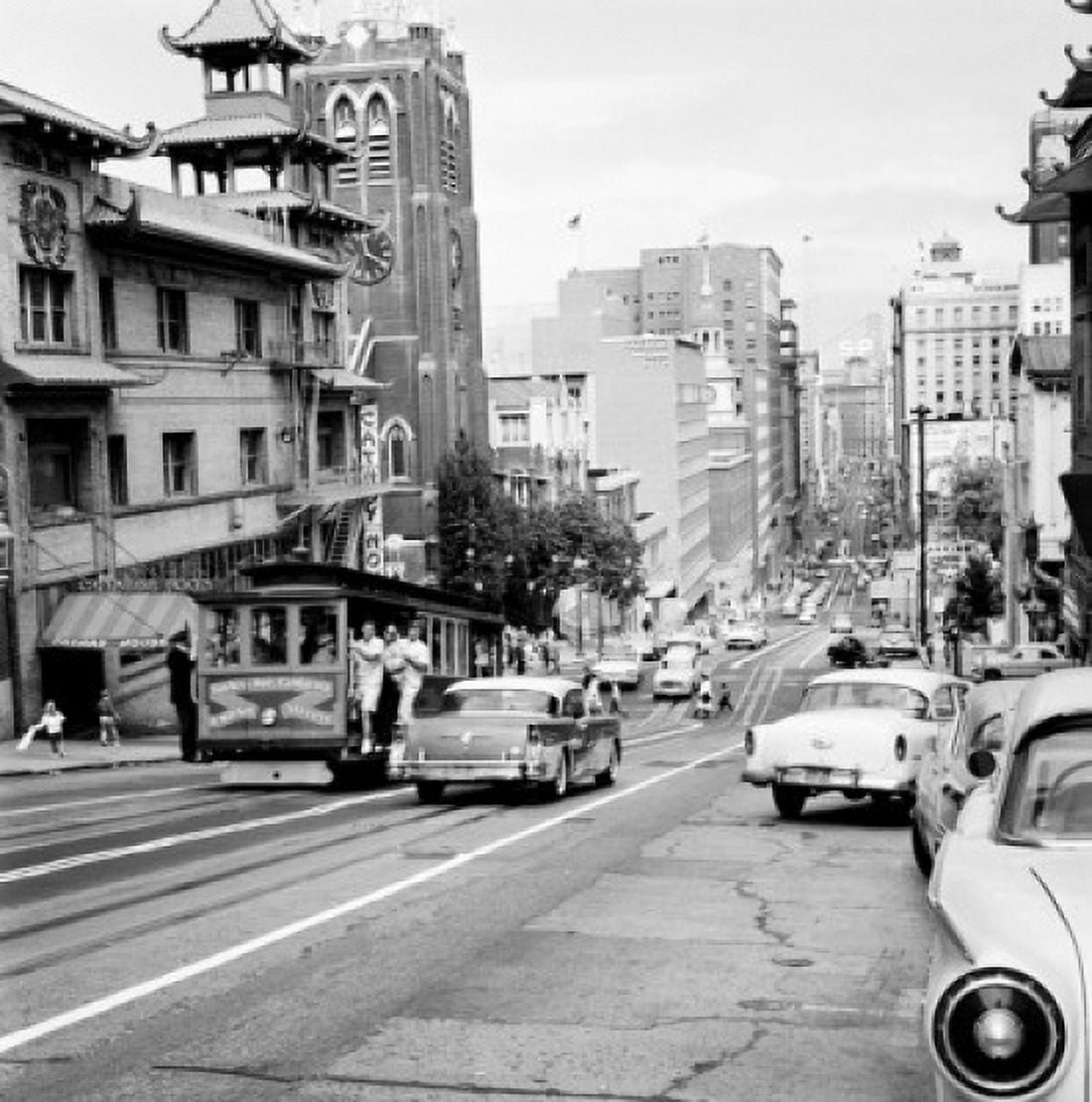 USA California San Francisco cable car on street Canvas Art - (24 x 36)