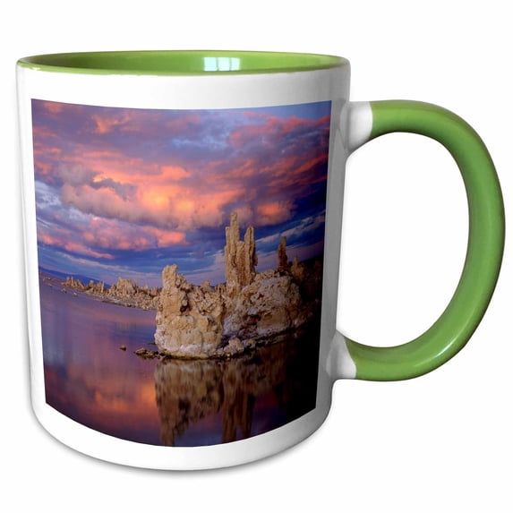 USA, California, Sierra Nevada. Tufa Formations on Mono Lake. 11oz Two-Tone Green Mug mug-210277-7